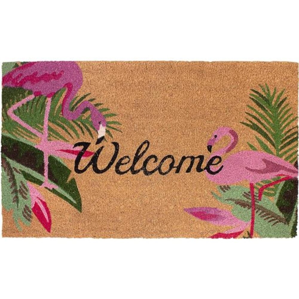 – Doormat | Flamingo Duo | All Weather Heavy Duty Mat | 100% Natural Coir Face